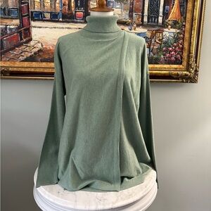 Etcetera Sage Green Draped Turtleneck Sweater